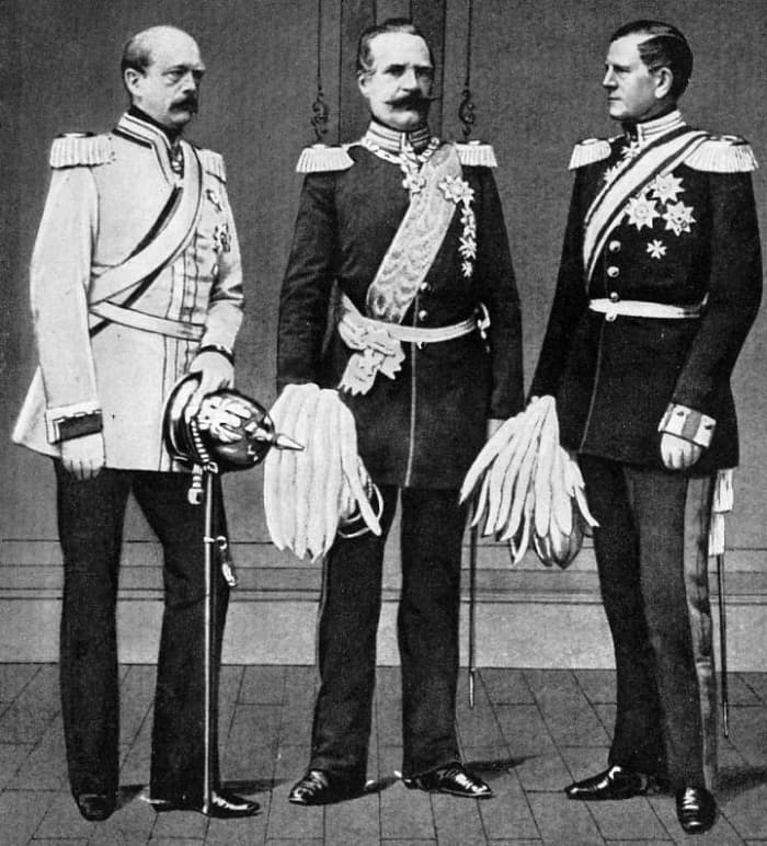 Otto von Bismarck, Albrecht von Roon and Helmuth von Moltke the Elder, the three of them played key roles in the unification of Germany during the 1860s.