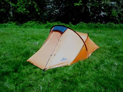 My other tent: a sturdy but lightweight two-man structure I use for wild camping. No shower block here.