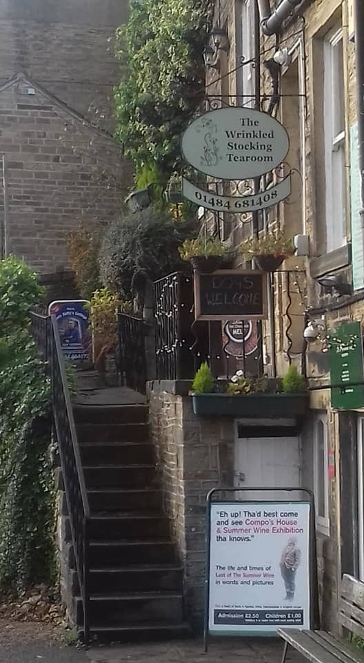 A photograph of Nora Batty's cottage and the Wrinkled Stocking Tea Room next door. Source: James Kenny