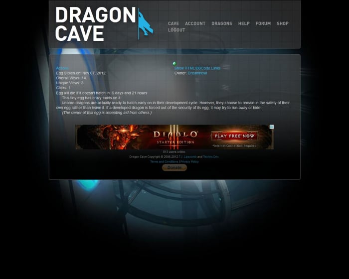 Clicking on your egg will show the date it was stolen, the overall views, unique views and clicks, as well as it's lifespan.