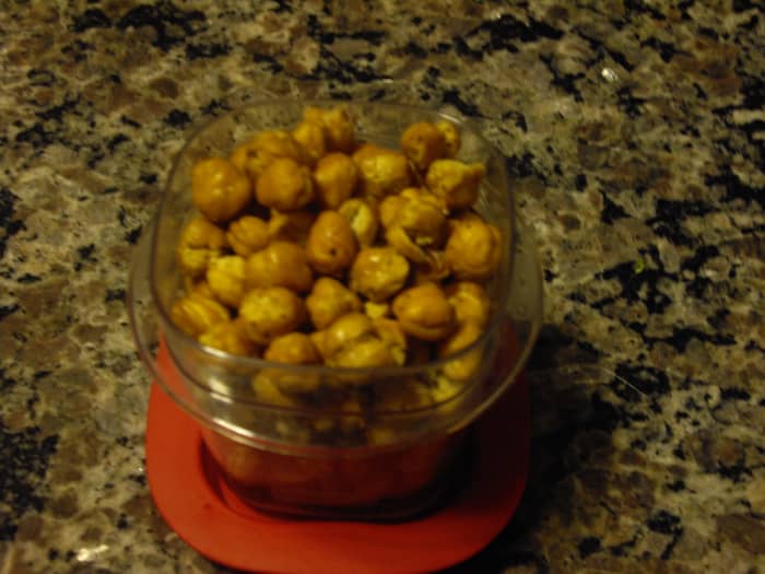 I like to find healthy snacks, such as these Roasted Chickpeas, link to recipe below