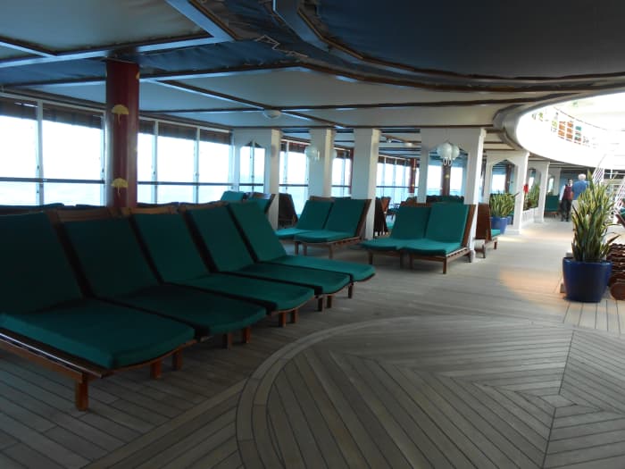 For couples who like to read, many cruise ships provide cool areas to just chill out, relax and read a book with a wonderful ocean view. This was a great spot to do just that on the Coral Princess Ship.