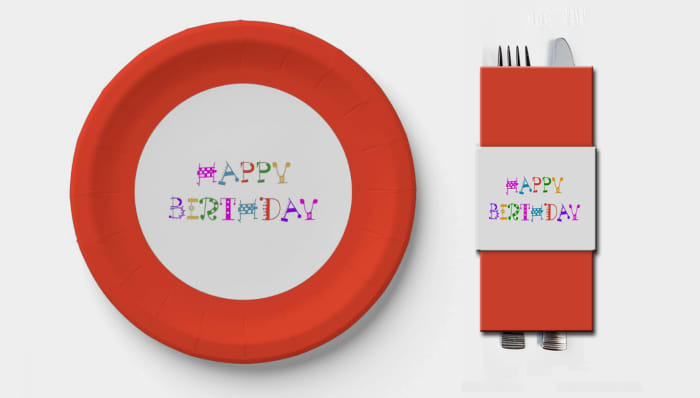 You can use solid colored plates or you can purchase the ones that created on Zazzle to match the theme.