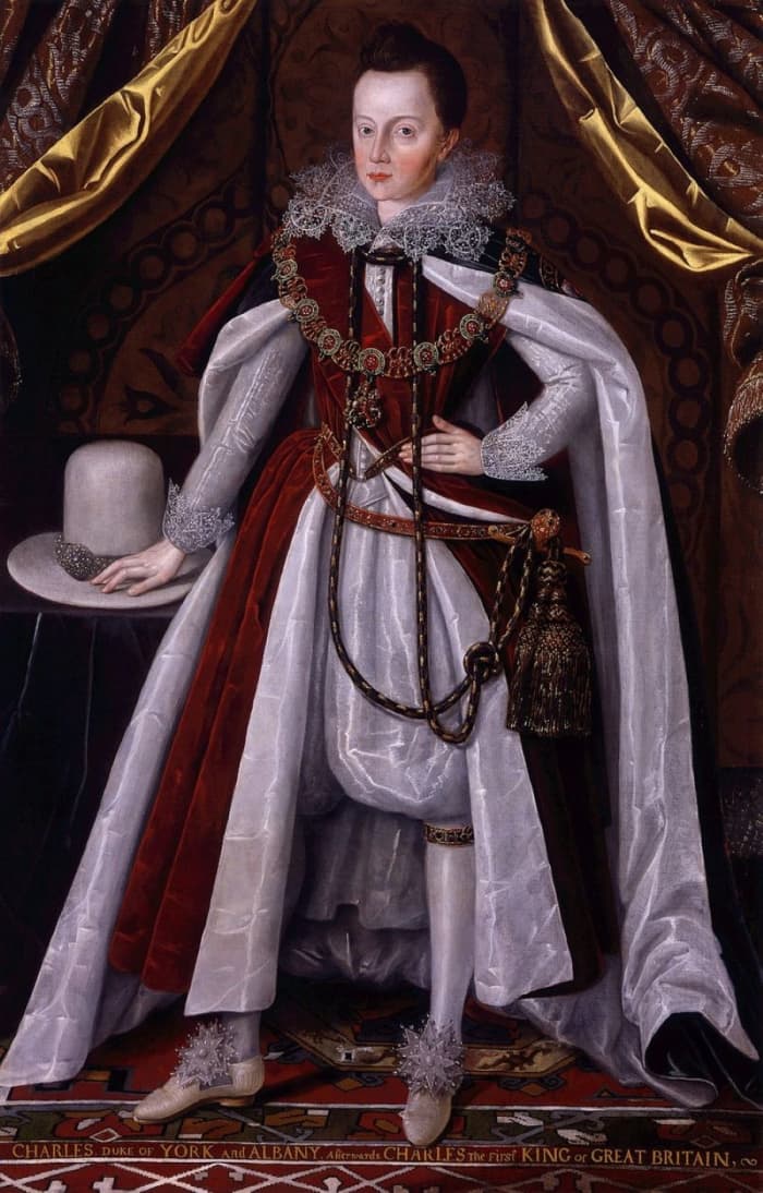 Charles as Duke of York and Albany in 1611. Within a year of this portrait he became the heir to the throne. Henry was dead.