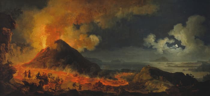 The Eruption of Vesuvius, 1771. Artist Pierre-Jacques Volaire. (Photo by Heritage Art/Heritage Images via Getty Images)