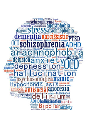There are many types of mental illness that we can suffer during our lives, as you can see from our photo here, some could be easy to give them a name, but some are hard to know what type of mental illness one has, unless you see a psychiatrist.