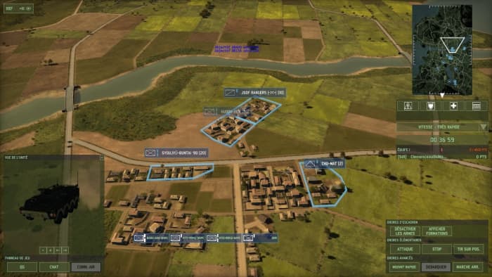 An example of ATGMs, infantry, recon infantry, and recoilless rifles in the landward village to defend it