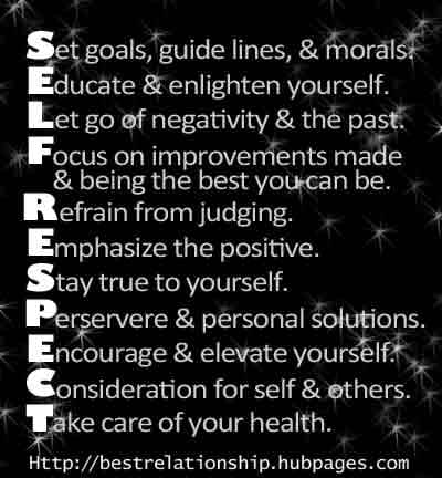 Self Respect can be hard to come by but following these quidelines in this inforgraphic on self respect. will make it easier to obtain self respect.