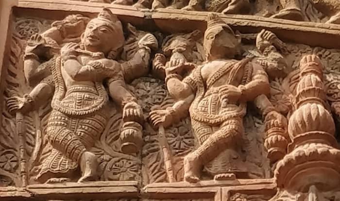 Unique image of Shadbhuja Gauranga with another 6-armed person; Narayana temple of Dutta-Para; Jaipur village, district Bankura)