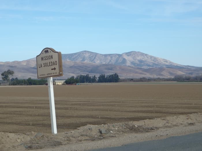 Soledad Mission in Soledad, California. No longer in ruins despite its isolated feel.