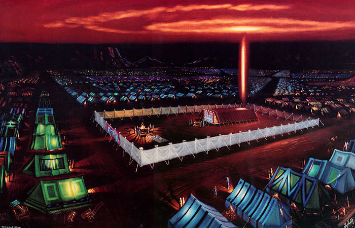 The Lord dwelt with Isreal in fire and in a cloud. Courtesy of: http://www.templebuilders.com/tabernacleimages/tabernacle1enlargement.jpg