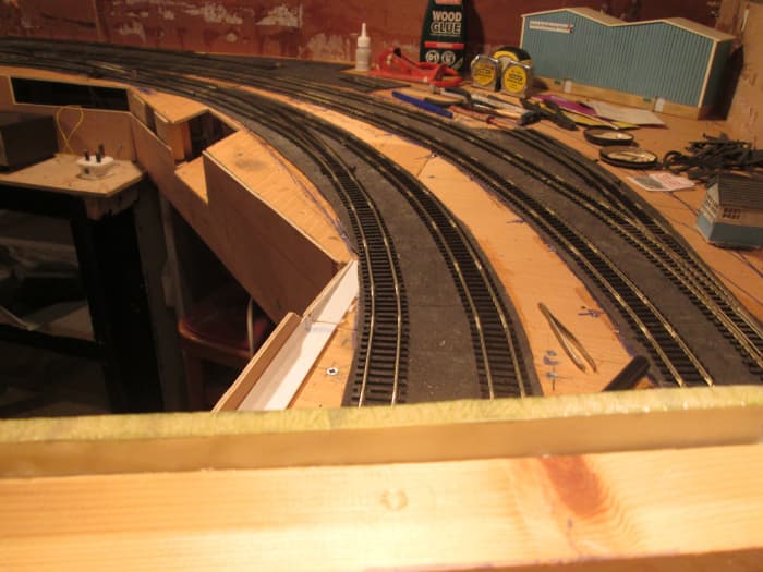 View from the top, over the bridge, mineral branch (left) and siding (centre), Up and Down Main (right)