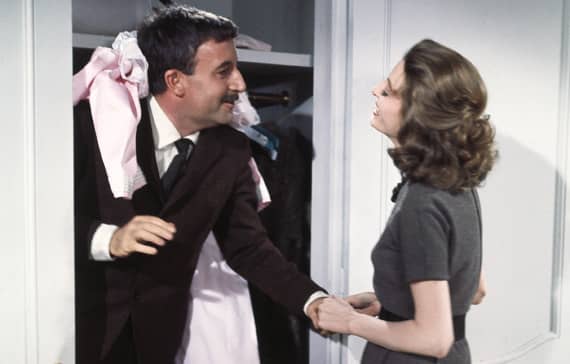 Sellers (left) steals the show as the bumbling Clouseau, who is noticeably less stupid than in the sequels but somehow even funnier.