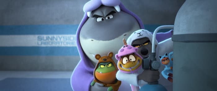 Mr. Shark, Mr. Piranha, Mr. Snake, Mr. Wolf, and Ms. Tarantula in "The Bad Guys."