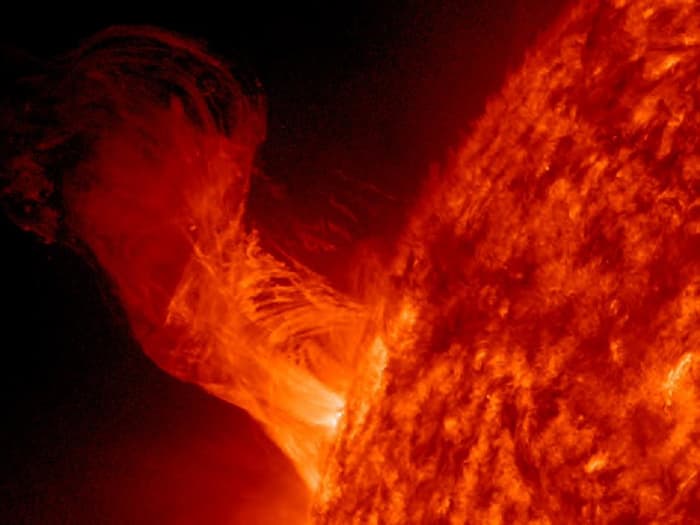 This giant solar eruption occurred on December 31, 2012. At least 160,000 miles out into space, this eruption is actually called "minor" by NASA.