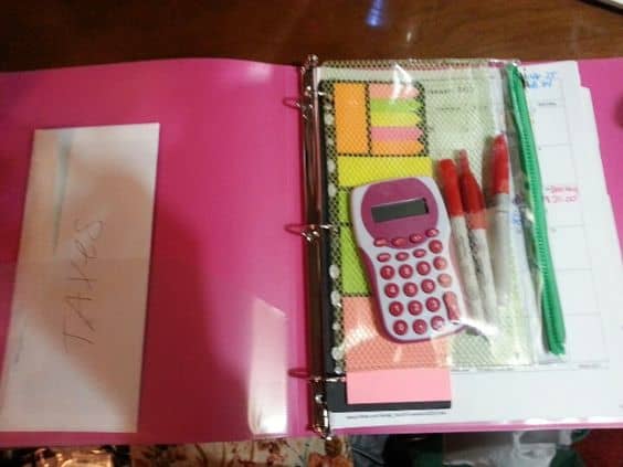 Organize your bills . . . everything is under $5 from Walmart and Dollar Tree, and the free printable calendar pages are found online.