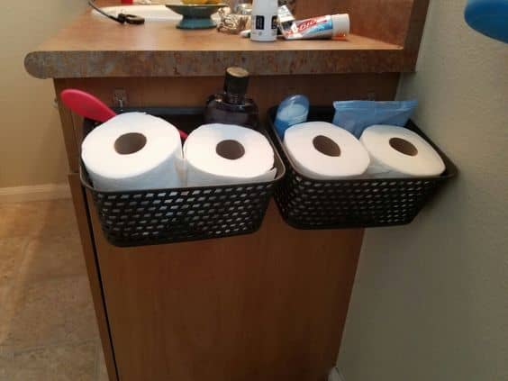 Here are some more organizing and storage ideas using small commands and baskets from the Dollar Tree.