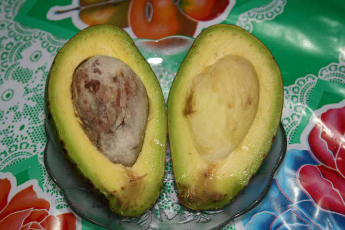 Cut out the dark spots (see the bottom) of the Avocado and remove the seed before using it.