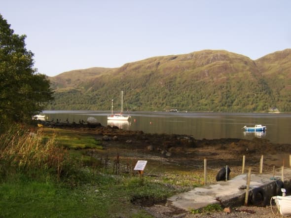 Looking north-east from the jetty at Airds Bay, Loch Etive. The scenery is magnificent in every direction.
