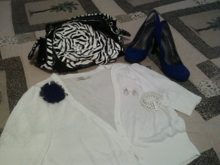 The pop of color from the blue heels kicks it into high gear for anything you can imagine!