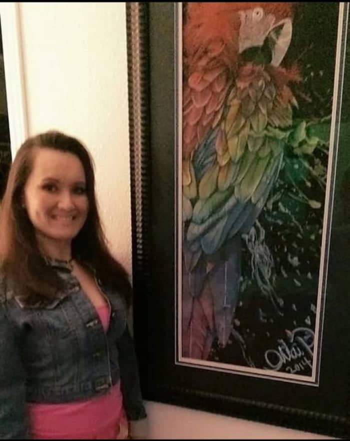 The art piece she made as a wedding gift to me. I call him “Rocky”. And she’s my Adrian.