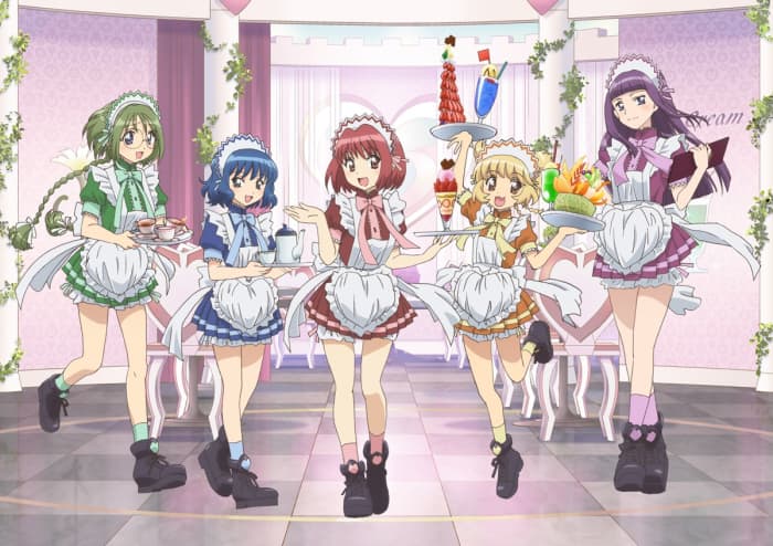 From Left to right: Retasu Midorikawa, Minto Aizawa, Ichigo Momomiya, Bu-Ling Huang, and Zakuro Fujiwara