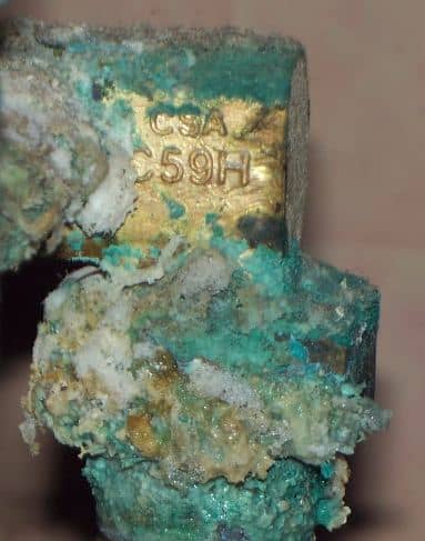 This is a picture of hard water buildup on a pipe that was affected by electrolysis.