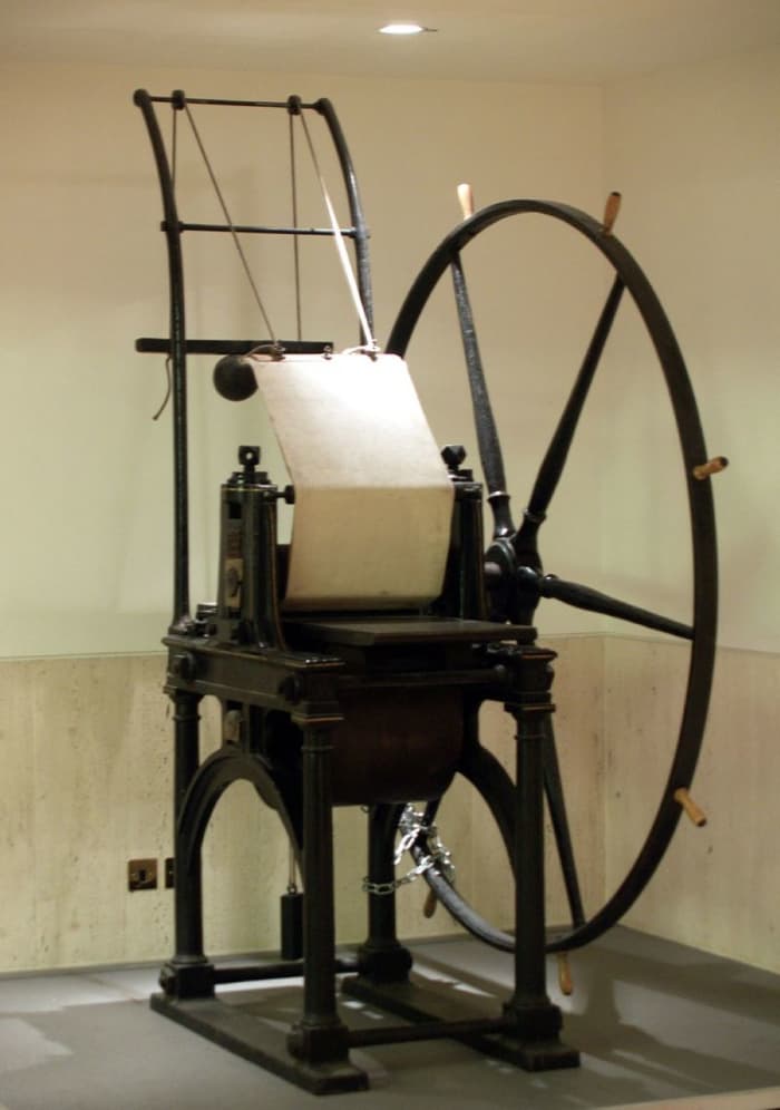 Jacob Perkins 1819 printing press is now housed at the British Library.