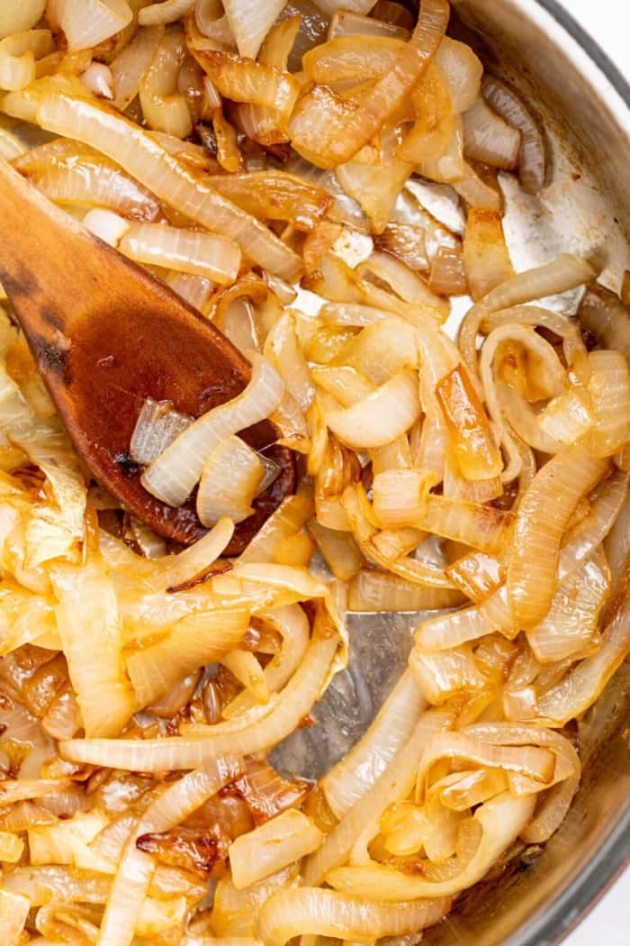 Throwing some sautéed onions over almost anything will make your dish a great flavorful bite, or even adding them to this cheese steak takes it up a notch, YUM!