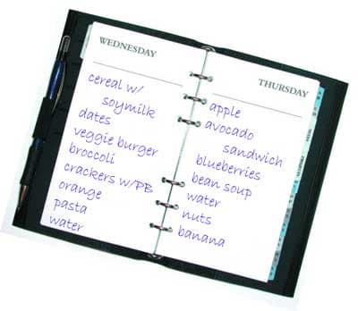Your child's food diary will need to include amounts eaten in teaspoons, tablespoons, 1/4 cup, 1/2 cup, or ounces. Record beverages including water.