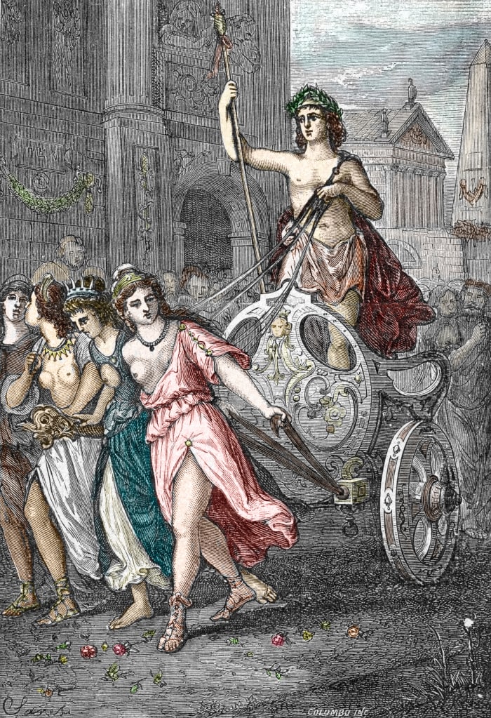 Procession of the Roman emperor Elagabalus led by his slaves