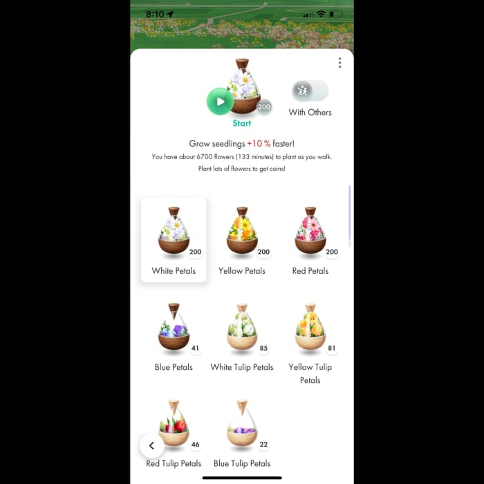 Once you have picked petals from your Pikmin, they will be stored in your inventory here.