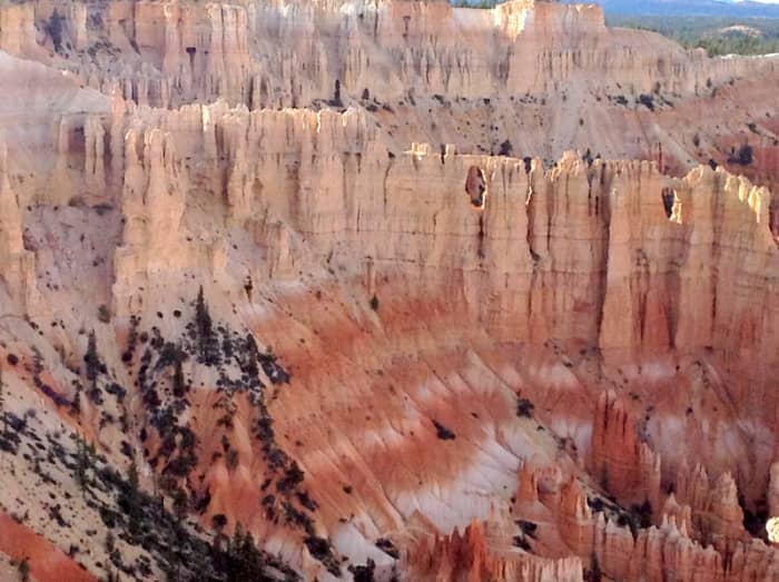 Another beautiful view of hoodoos and other rock formations in Bryce Canyon. Note the "windows" forming between several of the hoodoos!