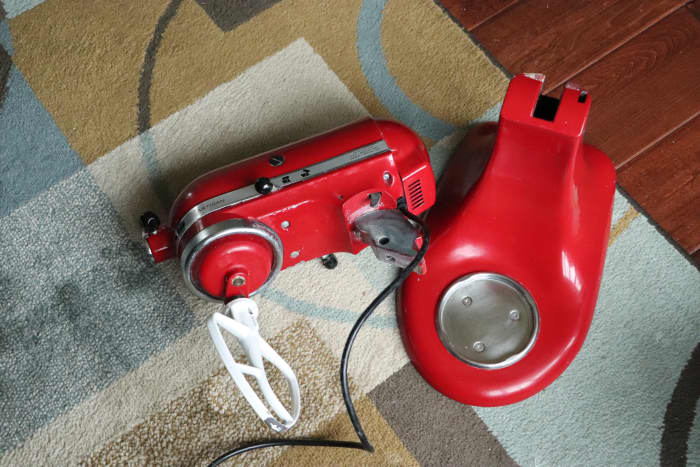The neck pin came completely out of our mixer when I picked it up! Fortunately, it is easy to replace.