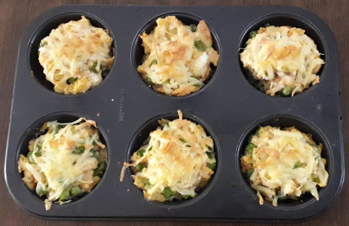 A delicious snack, made with leftover boiled potatoes, cottage cheese, boiled peas, and cheese