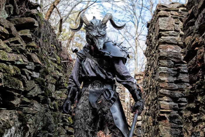 A depiction of a trolloc, the monstrous creatures that destroy the main characters' village in the "Wheel of Time" series. It is eventually rebuilt, but the event signifies a clear "point of no return" for the characters from there.
