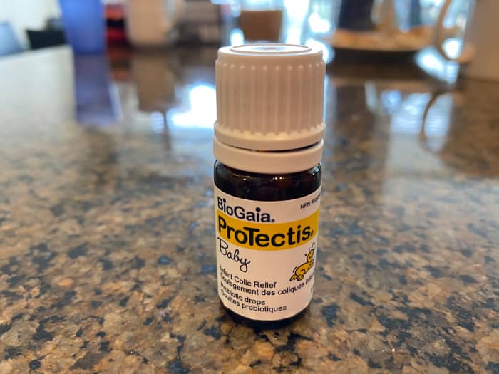 Our Biogaia Probiotic Bottle. Comes with a convenient adaptor cap, that makes it easy to see and count the drops you are administering.