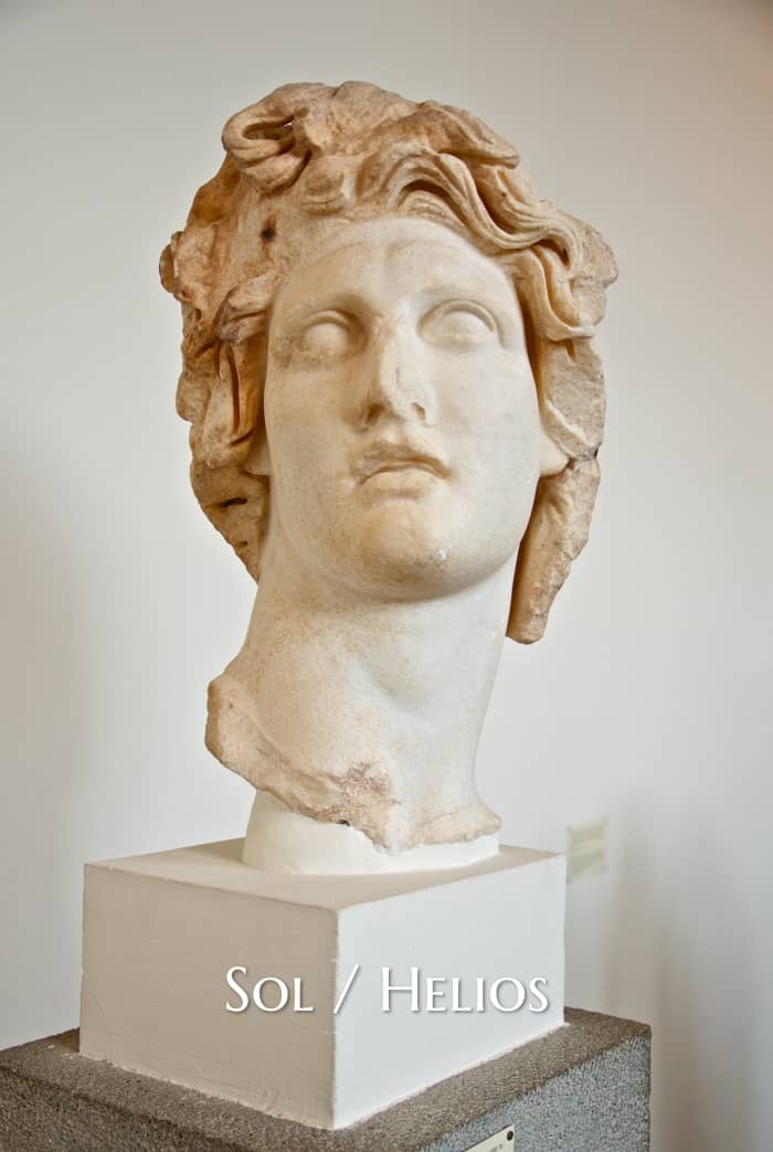 Sol was the Roman god that personified the Sun. Helios was the Greek version. The god was considered a minor deity overall, though a religion that rivaled Christianity did rise in relation to Sol worship.