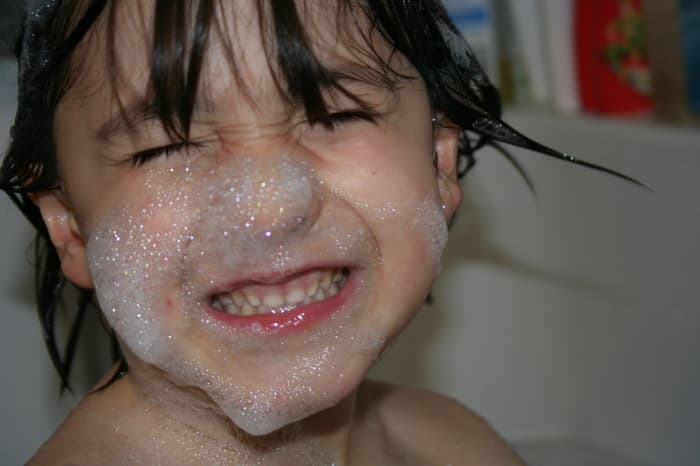 The bath is a wonderful place to create stories and pretend play experiences for your child using floats, toys, bubbles, soap, and water.