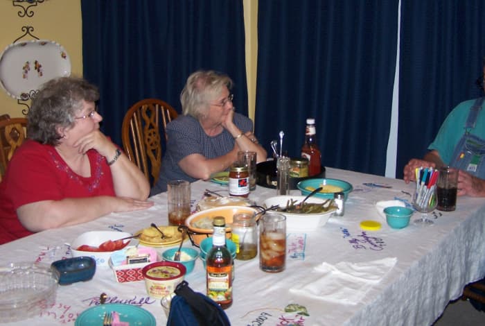 Check out the "Memory Tablecloth" with names of folks that have shared Around my Table embroidered on it. Just wished I had started it when I first started having Gatherings.