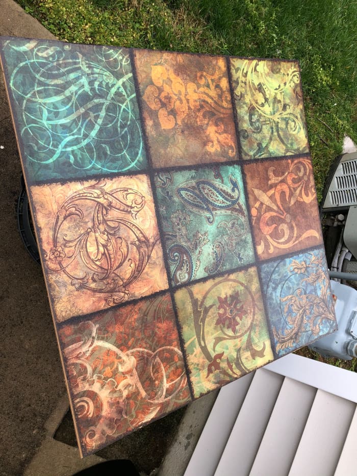 Here is the “art” in question. I bought it out of some dudes van in 2008 for $10. It’s not even canvas, it’s textured cardboard.