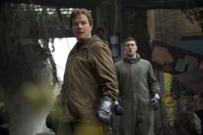 Cranston (left) and Taylor-Johnson (right) give the film a decent father-son dynamic but like all the human characters, they feel underwritten and overperformed.