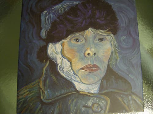 Cover of the 2001 book "Voices". Joni's self-portrait is from the cover of her album "Turbulent Indigo".