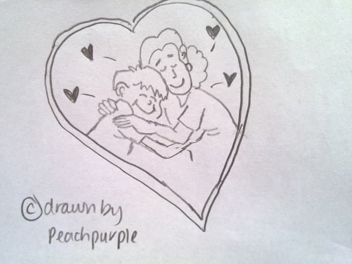 Picture hand drawn by me, @peachpurple. I am sure all mommies would be happy to receive handmade flowers
