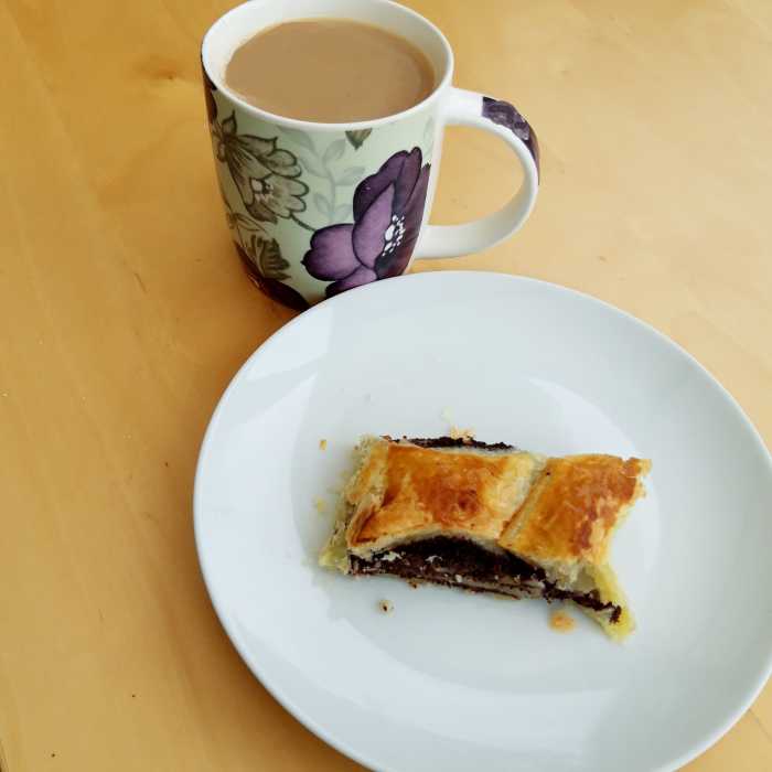 Enjoy your poppy seed roll with a cup of tea