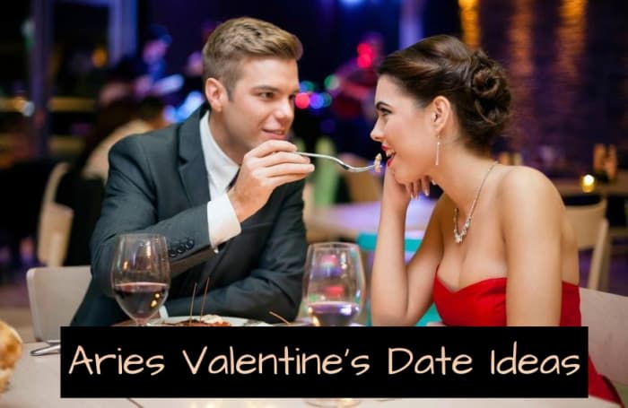 Aries is looking for passion and a sultry night. (1) Go out to a fancy restaurant, make reservations first. (2) Go somewhere trendy to do the tango. (3) Think red: candlelight dinners, lots of red roses, and wear red. (4) Wine. (5) Cozy fireplace.