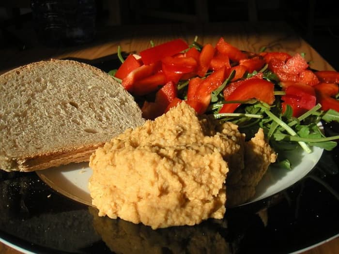 Another great thing about hummus for Beltane picnics and pot lucks is that it doesn't go bad as fast as mayo or meat.