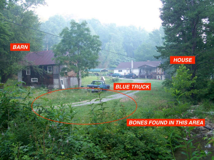 What the farm would have looked like at the time of Nichole's murder. Please note all buildings were demolished in 2018.