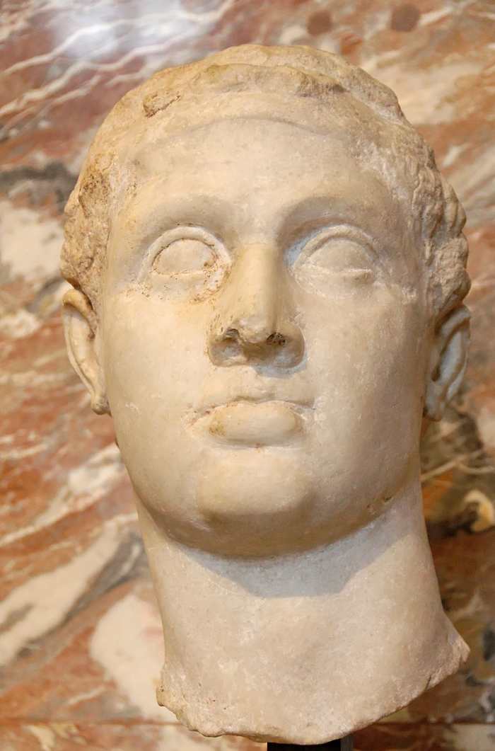 Hellenistic portrait of Ptolemy XII Auletes, the father of Cleopatra, located in the Louvre, Paris