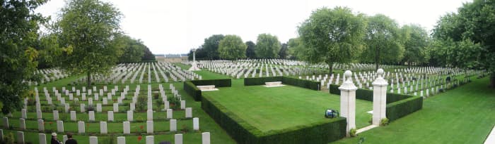 The Bény-sur-Mer Canadian War Cemetery near the beaches of Normandy 70 years after the battle.